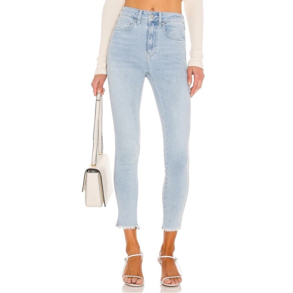 We The Free Jeans Light Blue Denim Skinny High Waist Raw Hem size 30